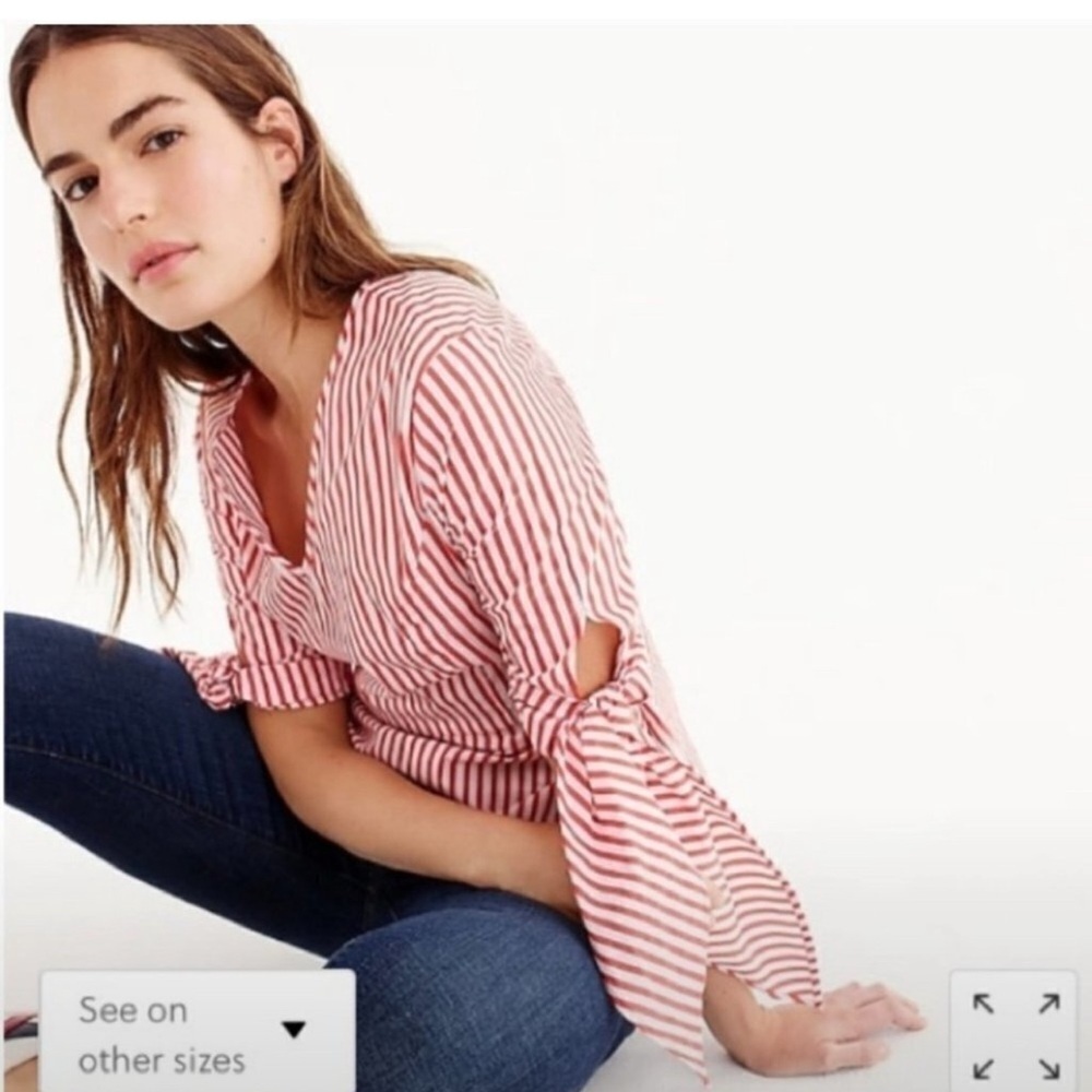 NWT J Crew Universal Standard Peplum Top Slit Sleeve Poplin Side Zip Women’s M - Picture 3 of 14
